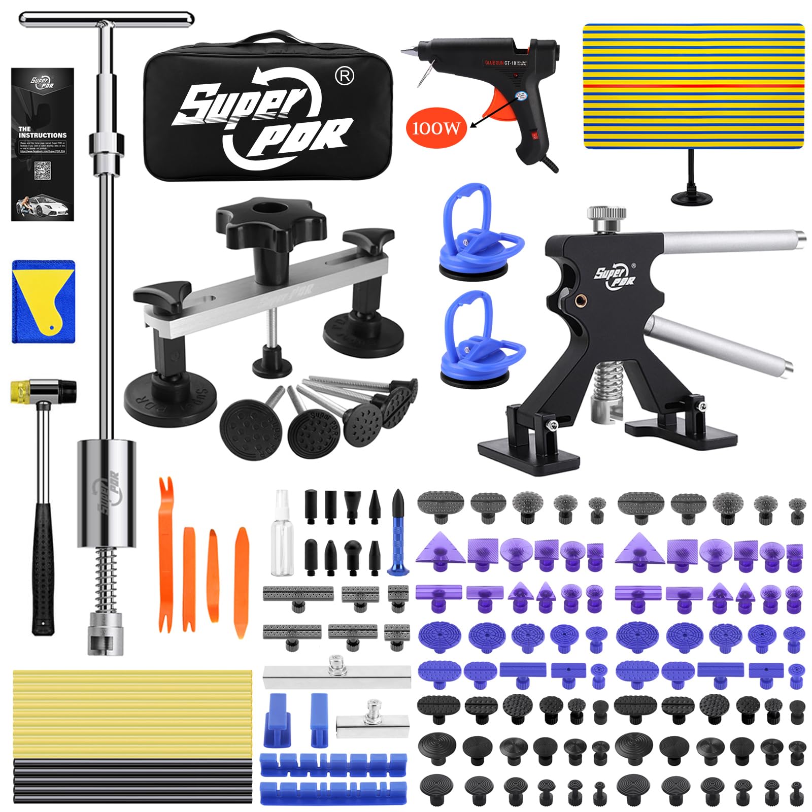 Photo 1 of Super PDR Car Dent Puller Kit, 169PCS Paintless Dent Removal Kit, Hail Dent Repair Kit Can Removal 99% of Car Dents in 30 Minutes for Repairing Big Dents, Small Dents, Dings and Hail Damage