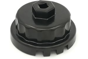 LIAMTU Aluminum Cup Wrench for Removing Toyota Oil Filter Caps, 64mm Flute, Fits 2.5L to 5.7L Engines, Black