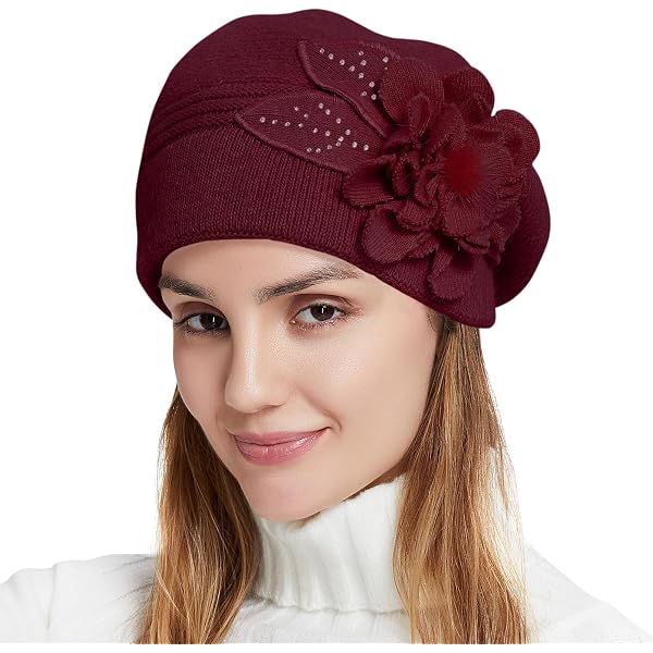 Amazon.com: Women Solid Color Knitted Berets Ladies Winter  display picture 3