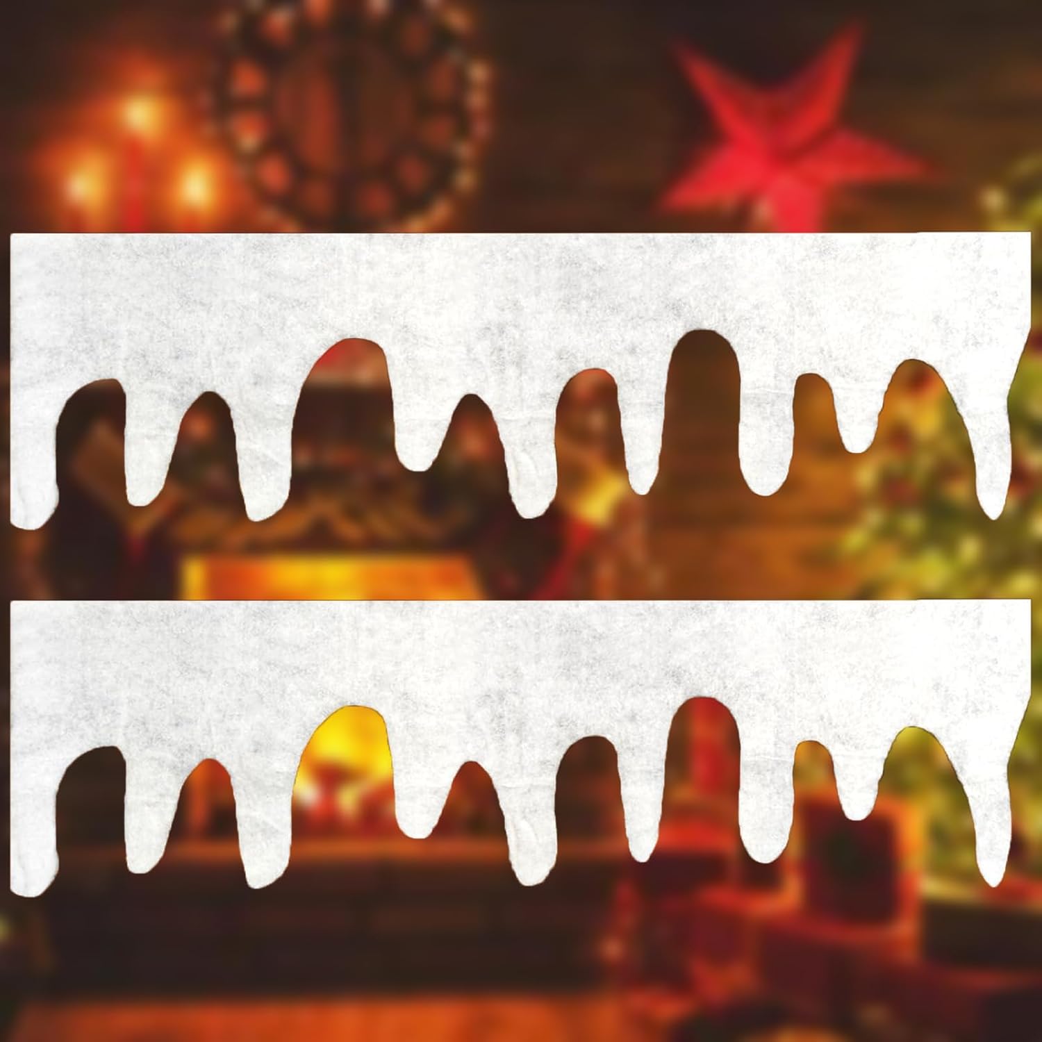 Artificial Snow - YEXEXINM 2 Pack Christmas Snow Blanket Table Runner, 62.2 x 16.9 Inches Thick Fluffy Fake Snow Blanket for Mantle, Icicle Mantle Cover for Winter Village Decorations Xmas Artificial Holiday Decor