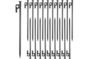 Acrux7 20 Pack Tent Stakes 12 Inch Tent Pegs Heavy Duty Outdoor 0.35'' (9mm) Thickness Rust Proof Carbon Steel Ground Spikes 