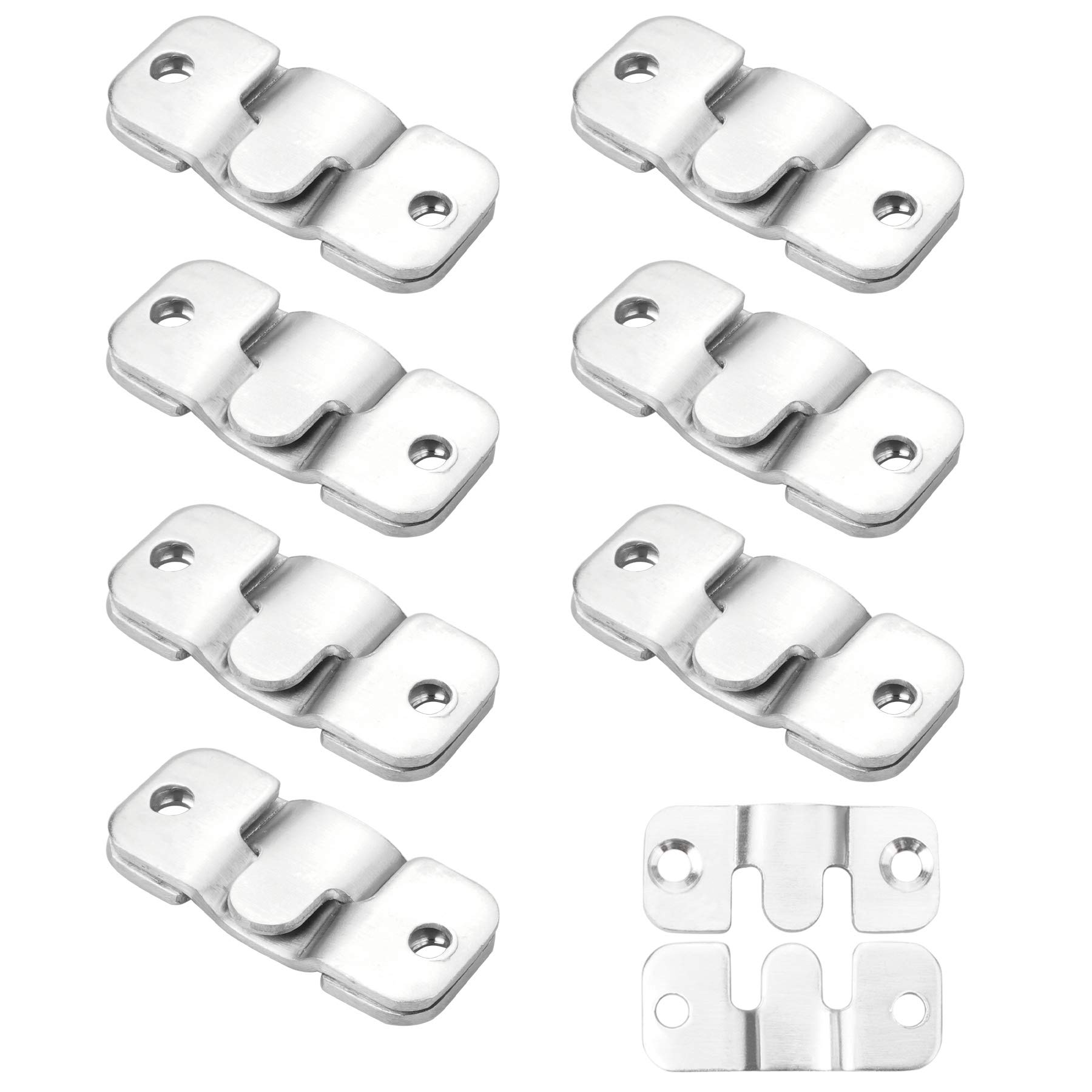YSDMY 16Pcs Flush Concealed Mount Bracket,Heavy Duty Interlocking Hanger Hooks,Mini Flush Stainless Steel Wall Mounted Hangers for Photo Frame,Picture Display,Art Works,Posters and Clock Mirror Frames