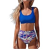popvil Floral Print Bikini Sets: High Waisted Tummy Control Two Piece Swimsuit for Women Modest 2026 Bathing Suit