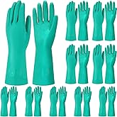 Potchen 10 Pairs Chemical Resistant Gloves Heavy Duty Thick Nitrile Gloves Bulk for Cleaning, Resist Household Acid, Alkali and Oil (X-Large)