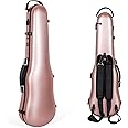 Crossrock Poly Carbon Case fits 4/4 violins, Anti-scratch Shaped Flight Case in Rose Gold(CRF4020SVRG)