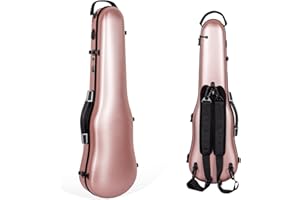 Crossrock Carbon Composite Shaped 4/4 Violin Case | Flight-Ready Protection, Suspension Padding, Backpack Straps, Ultra-Light Build -Rose Gold(CRF4020SVRG)