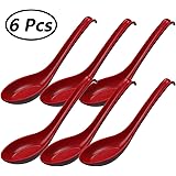 iEFiEL Set of 6 Unbreakable Japanese Ramen Soup Spoons Large Serving Spoon with Long Handle Home Restaurants Lightweight Flatware