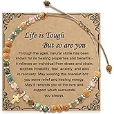 VBWEOI Christian Gifts for Women - Cross Bracelet, Inspirational Gifts Bracelets for Women Healing Natural Stone Bracelets, Get Well Soon Gift for Best Friends Sister Women