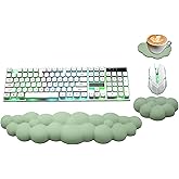 Cloud Wrist Rest Keyboard, PU Leather Memory Foam Wrist Rest for Computer Keyboard, Ergonomic Keyboard Wrist Rest and Cute Mouse Wrist Rest for Gaming,Office,Computer,Typing Pain Relief,Pastel Green