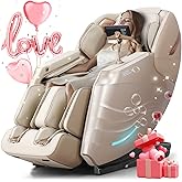 RELX Massage Chair Full Body, 15 Modes Zero Gravity SL-Track Shiatsu Massage Chair Built-in Heat System, Airbag Massage with Body Scan, Deep Yoga Stretch, Calfrest Extension and AI Control(Cream)