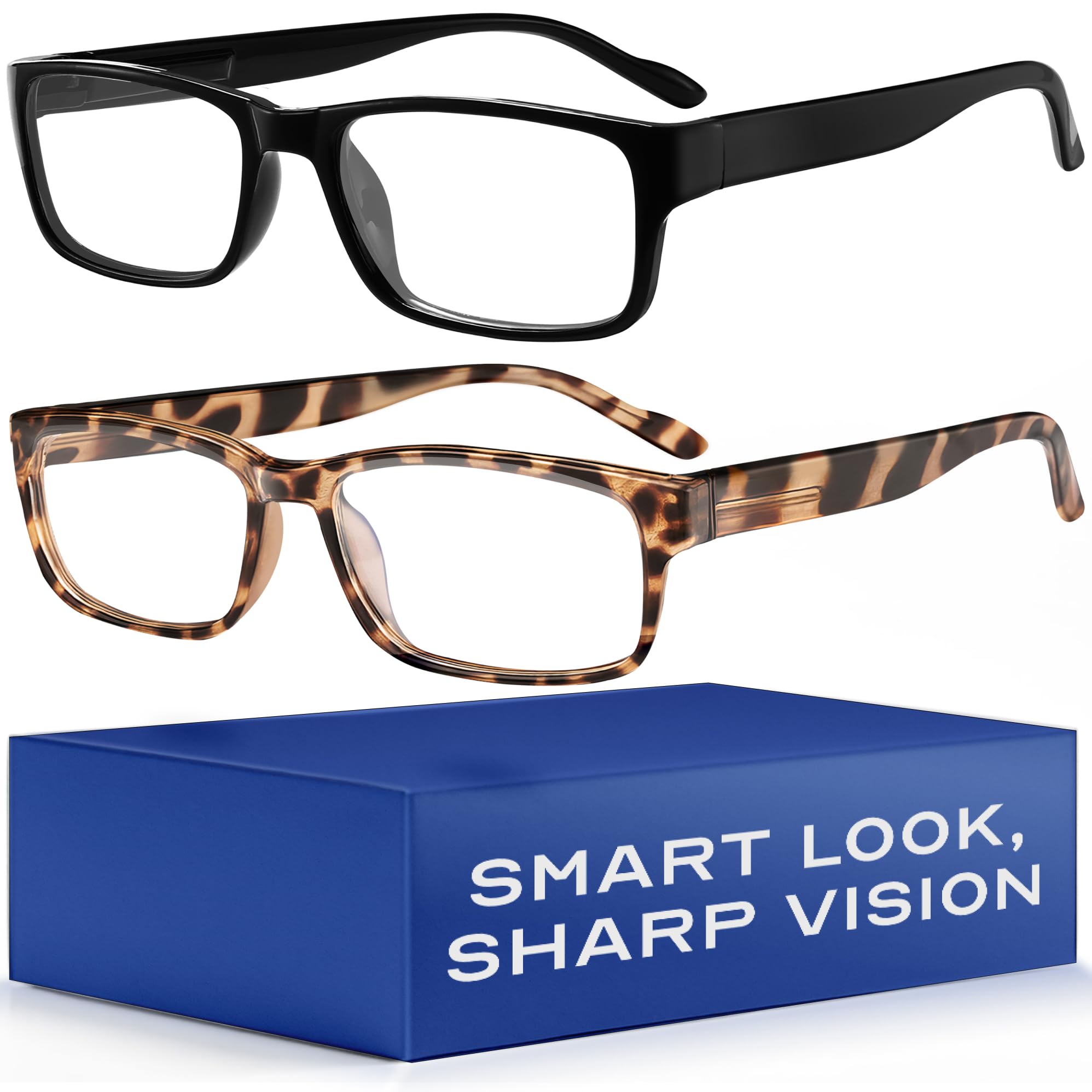 Photo 1 of Gaoye +1.0 2-Pack of Reading Glasses - Blue-Light Filter, UV Protection - Readers with Rectangle Frames