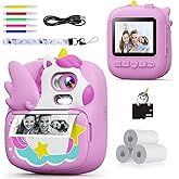 Kids Camera Instant Print, 12MP & 1080P Instant Camera for Kids with 32G Card & Print Paper, Selfie Digital Video for Toddler,Christmas Birthday Gifts for Girls Boy Age 3-12 (Purple)