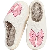 Aquavel Thora Women's House Slippers Cute Bow Indoor Men's Memory Foam Fur Shoes