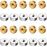 Yuomeaz 20 Pcs Flat Earrings Back for Stud, Stainless Steel Screw on Earrings Back, 2mm Earring Backs Replacement for Women Men Dainty Push Pin Cartilage Earring (0.8mm Hole)