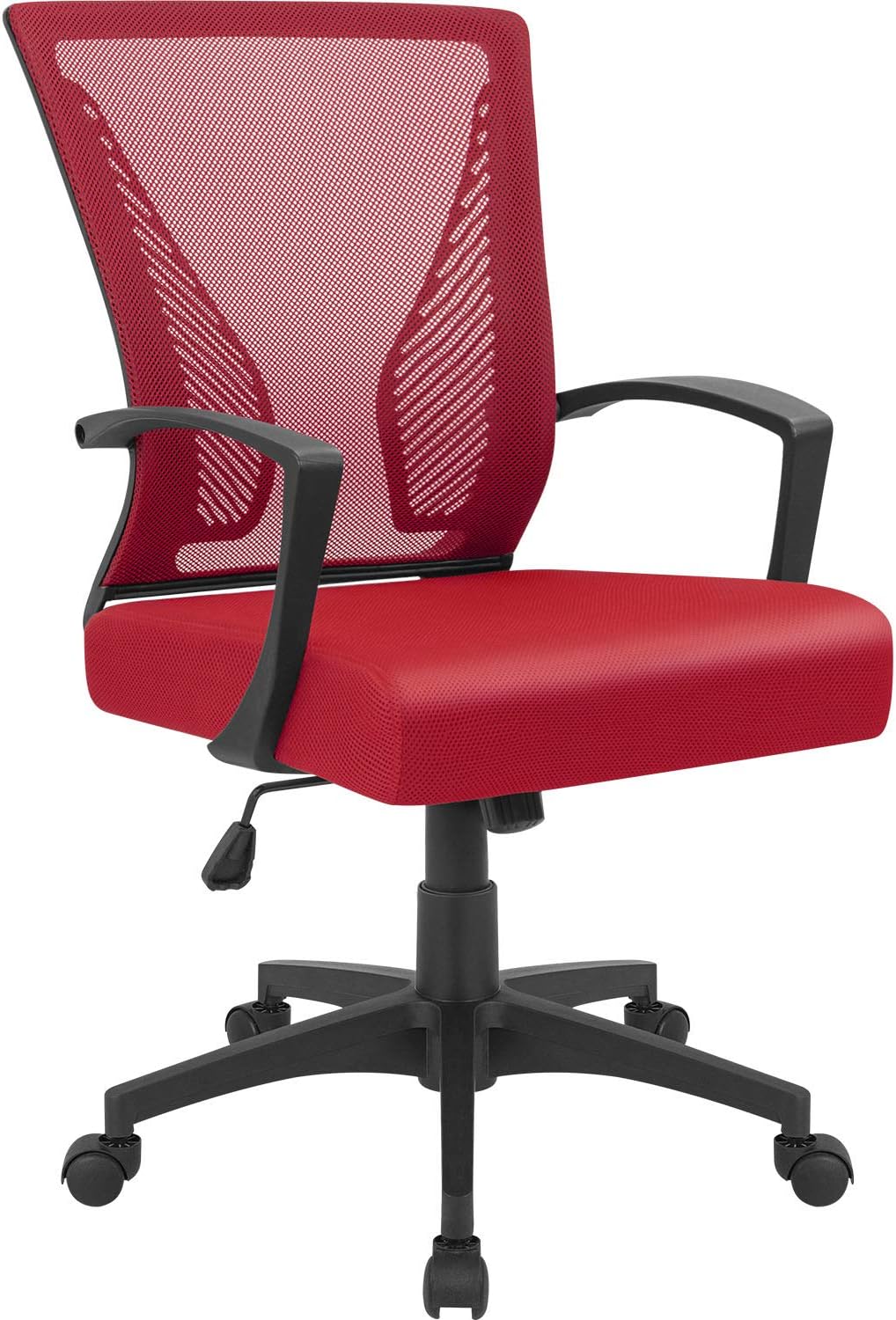 Furmax Office Mid Back Swivel Lumbar Support Desk, Computer Ergonomic Mesh Chair with Armrest (Black): Furniture & Decor