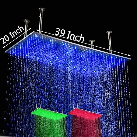 Cascada Ceiling 20x39 Rectangular Brushed Stainless Steel Led