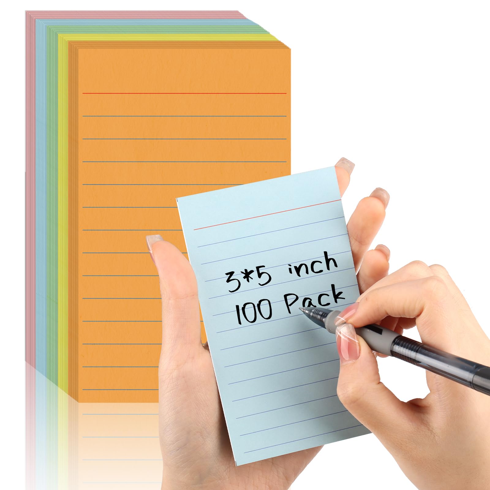 Photo 1 of 100 Pcs Colored Ruled Index Cards 3x5 Vertical Index Cards Notecards To Do List Cards Mini Memo Pad Daily to Do List Notepad Study Cards Double Sided Flashcards For Studying Note Taking