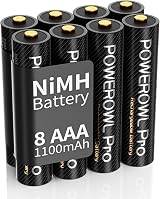 POWEROWL Pro AAA Rechargeable Batteries 1100mAh 8 Pack NiMH 1.2V