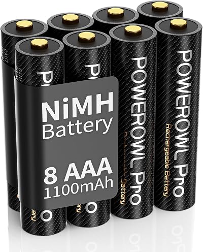 POWEROWL Pro AAA Rechargeable Batteries 1100mAh 8 Pack NiMH 1.2V