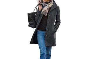 CHARTOU Women's Casual Thicken Wool Blend Stand Collar Single Breasted Pea Coat