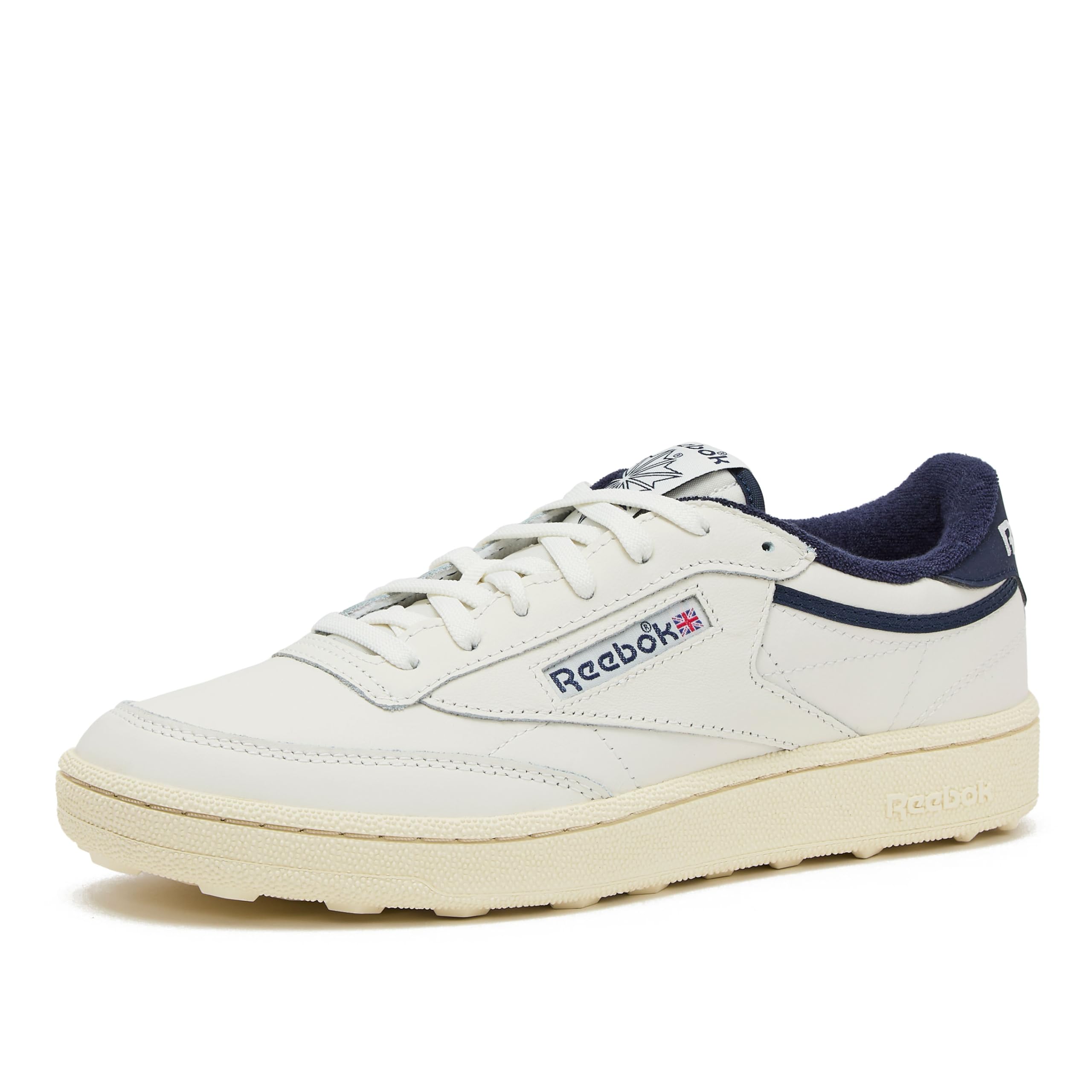 Reebok Men’s Club C Golf Shoe, Chalk/Vintage Chalk/Vector Navy, Men’s Size 6.5