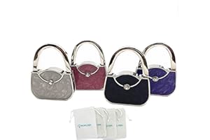 ROFLYER Handbag Shape Design Metal Foldable Purse Bag Hook Table Hanger,Set of 4
