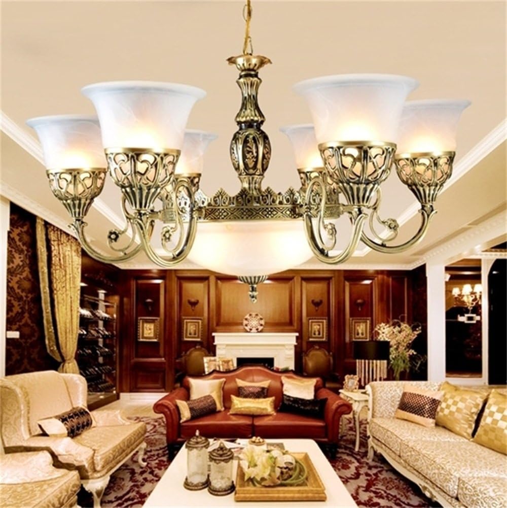 Chandeliers - HomeLava Bronze 9 Lights Moirem Glass Classic Chandelier
