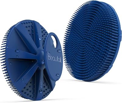 BEAUTAIL Silicone Body Scrubber Blue Exfoliating Shower Brush Hygienic