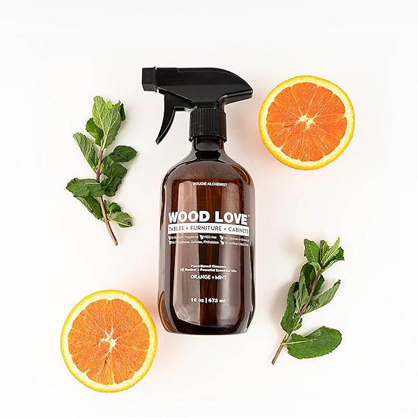 WOOD LOVE® – WOOD FURNITURE CLEANER SPRAY – DAILY WOOD CLEANER FOR TABLES, CABINETS & HOME SURFACES – 99% PLANT-BASED, SAFE FOR ALL FINISHED WOOD – GENTLE LIGHT CONDITIONING – 16OZ, MADE IN USA