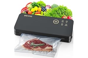 DEVINC Vacuum Sealer Machine, Compact Food Sealer with 10 Vaccum Bags & 1 Bag Roll, Multi-functional Food Vacuum Sealer for Food Storage, Dry & Moist Food Modes with Built-in Cutter, Black