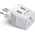 Ceptics Brazil Travel Adapter Plug With Dual USB - USA Input - Type N - Ultra Compact - Perfect for Cell Phones, Laptop, Camera Chargers, iWatch and More (CTU-11C)