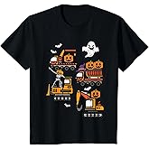 Kids Spooky Construction Trucks Halloween Costume Toddler Boys T-Shirt