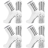 Elfcool Soccer Socks with Grip, 4/6 Pairs Non-Slip Pads Athletic Grip Soccer Socks for Men Women