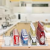 OKITCHEN Drinks Organizer for Fridge and Pantry, Soda Can and Bottle Dispenser for Refrigerator with Automatic Pusher Glide, 5 Rows Holds Up to 25 Cans