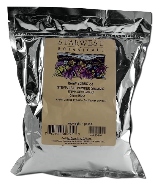 Stevia Leaf Powder Organic Starwest Botanicals 1 lb