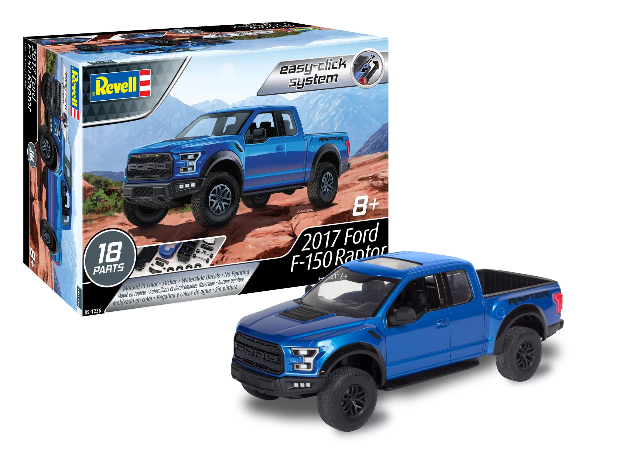 Ford Raptor Model Kit Level 2 Easy-Click Model Kit 2017 Ford F-150 Raptor Pickup Truck 1/25 ...