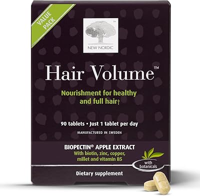New Nordic Hair Volume 90 Tablets - Biotin Zinc Apple - Men Women Growth