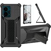 bojioderf Case Compatible for NUU Mobile X10 5G Phone Case Stand Cover [with Tempered Glass Screen Protector] Hybrid Case [Folding Support Magnetic] [Frosted Anti-Fingerprint] Black