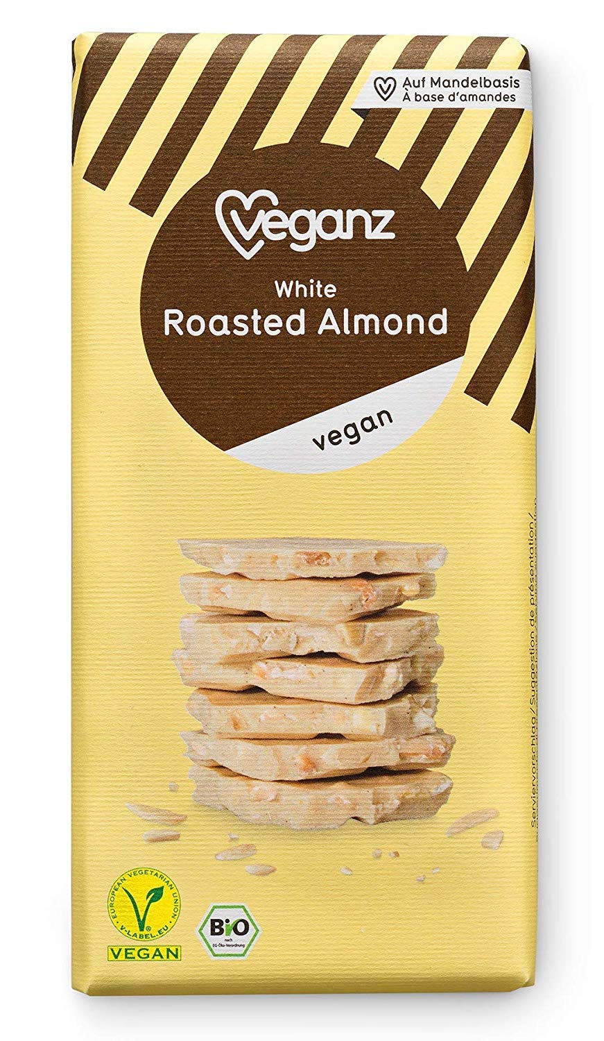 Veganz BIO White Roasted Almond - Weiße Vegane Schokolade mit gerösteten Mandeln Weiß Vegan - 12 x 80g: Amazon.de: Lebensmittel & Getränke - 