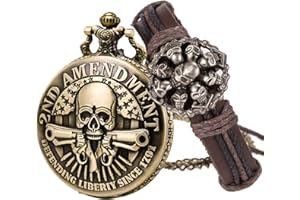 SIBOSUN Pocket Watch Chain Quartz Movement Arabic Numerals Half Hunter Smooth Back Case Bronze Vintage Box