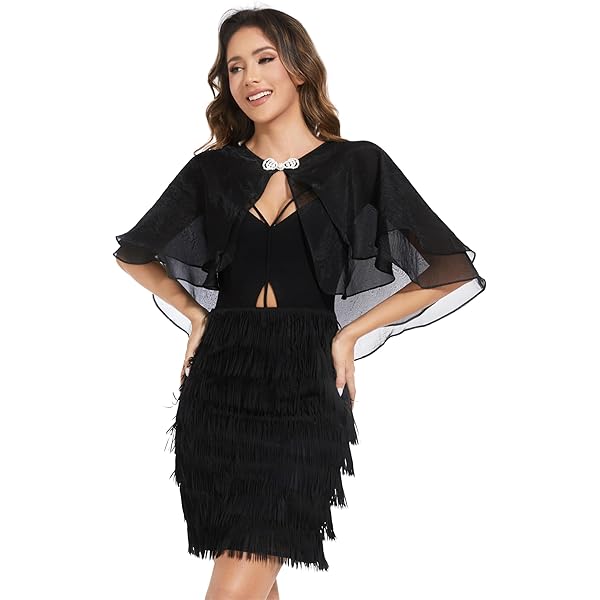 Amazon.com: GORAIS Black Chiffon Shrugs for Evening Dresses Formal Shawls  and Wraps Cosplay Shoulder Cover Up for Women Dressy : Clothing, Shoes &  Jewelry