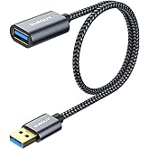 SUNGUY USB Extension Cable, 1.6FT USB 3.0 Extension Cable 5Gbps Super Fast, Short USB A Male to A Female Extension for Card R