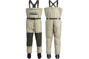 8 Fans Breathable Chest Wader 3-Ply 100% Durable and Waterproof with Neoprene Stocking Foot Insulated Waders for Fishing