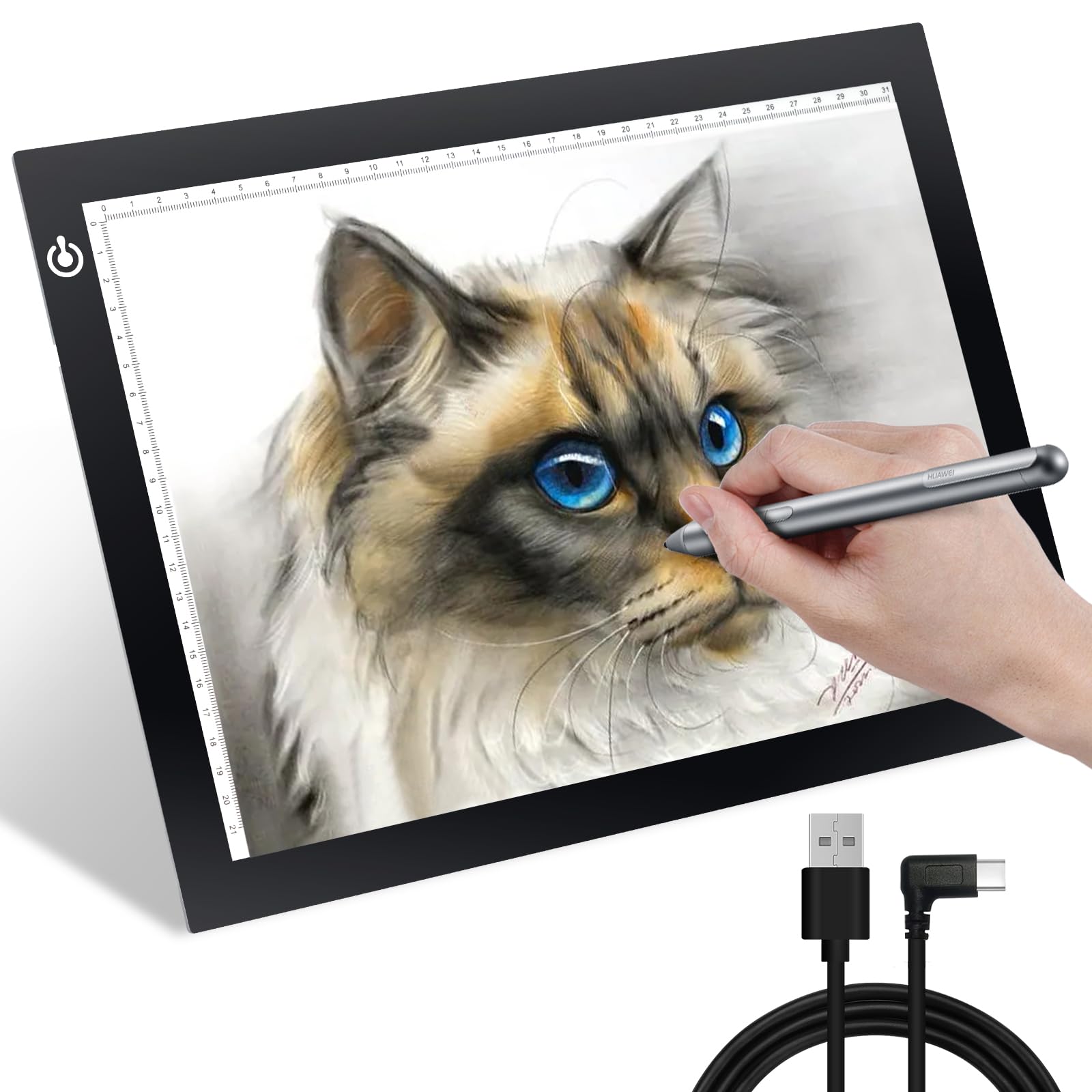 KIVOTAC 9x12 Inch LED Light Pad, Ultra-Thin USB Powered Bright Light up Box Adjustable Light Table for Drawing, Weeding Vinyl, Diamond Art, Sketching, Tracing and Animation