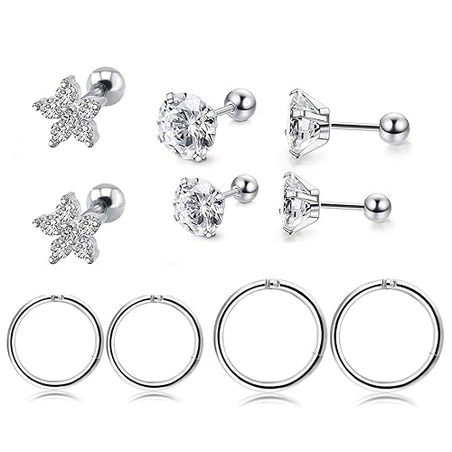 RIOSO Pairs Helix Hoop Cartilage Earrings Stainless Steel Conch