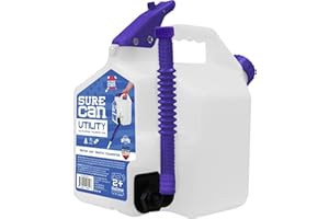 Surecan 2 Gallon Utility Container Transfer Tank - Versatile, Durable, Compact Outdoor Water Storage Tank and Beverage Dispenser (White, SUR-20-U-1)