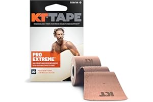KT Tape, Pro Extreme Synthetic Kinesiology Athletic Tape, 20 Count, 10” Precut Strips