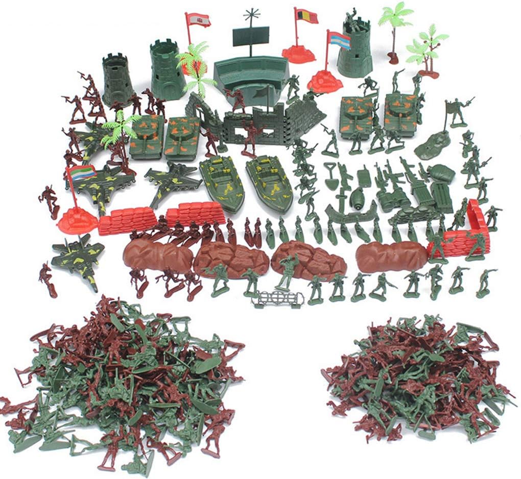 Daindy 290pcs Strategy Soldiers Armament Playset Kids Toy 4cm Army Men Base Sand Table Scene Supplies