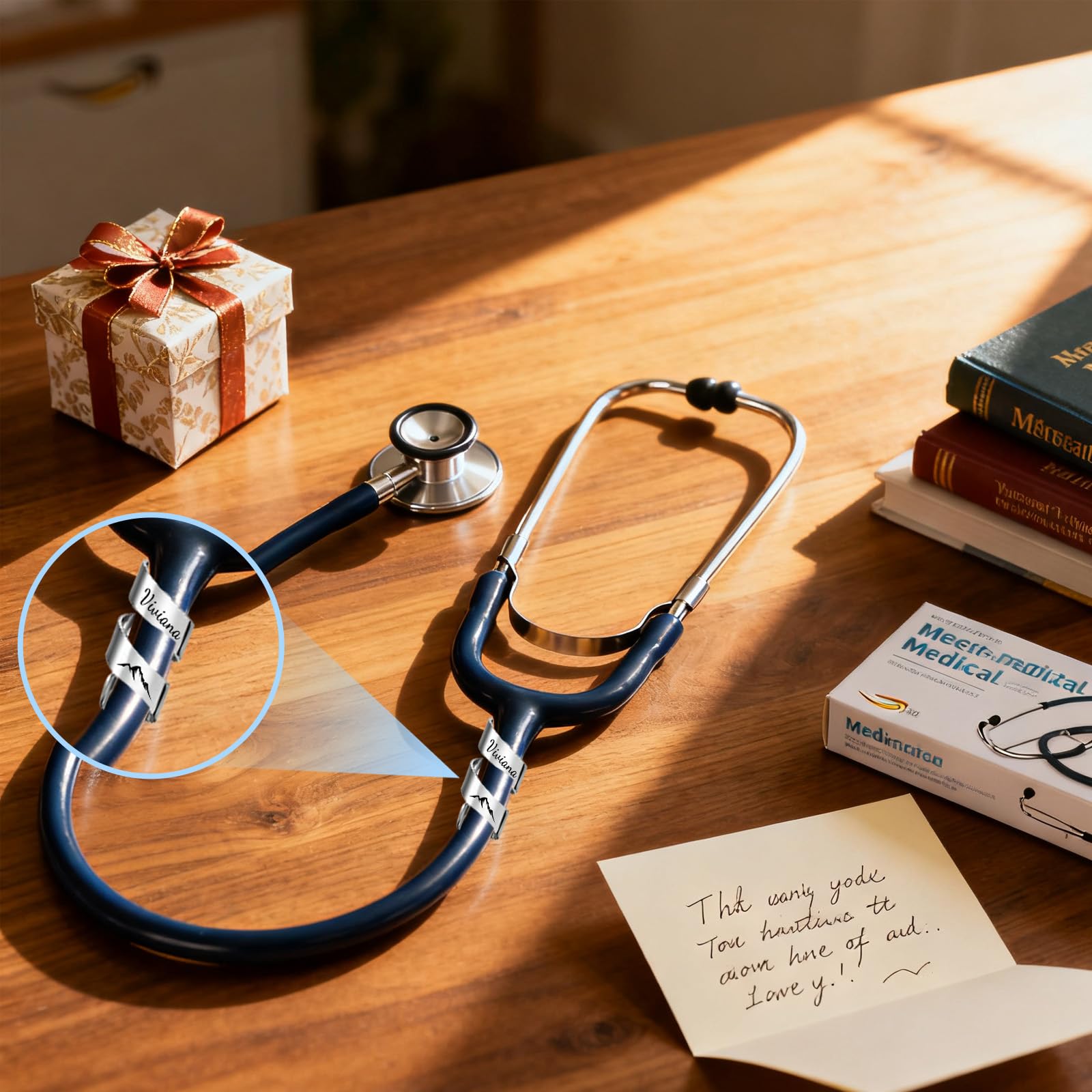 Personalisiertes Stethoskop Namensschild - Gravur gravierte ID-Marken - Individuelles für Mediziner Tierärzte, medizinische Assistenten, Geschenke zur Krankenschwes (Doppelring) 8
