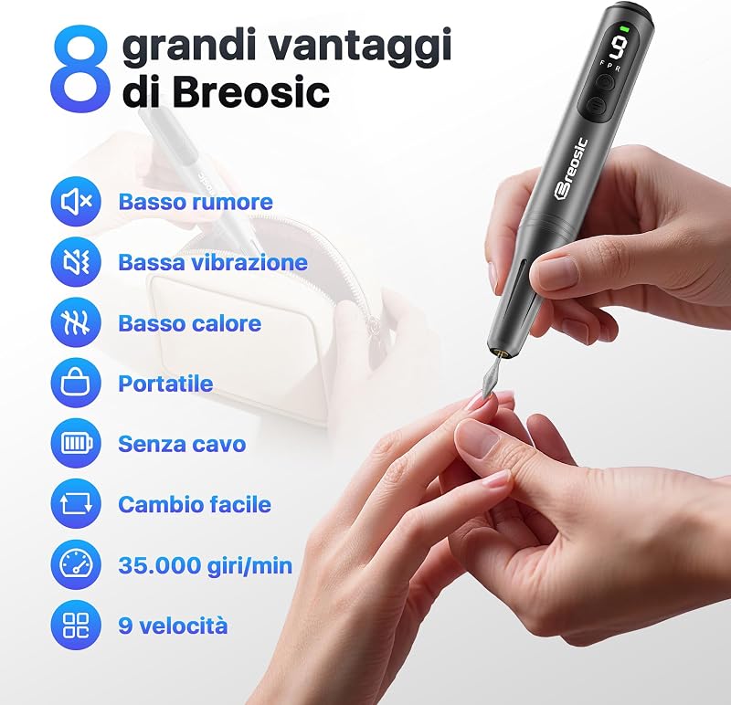 Fresa per Unghie Professionale Lima Elettrica per Unghie, Grigio — foto 3 di 8